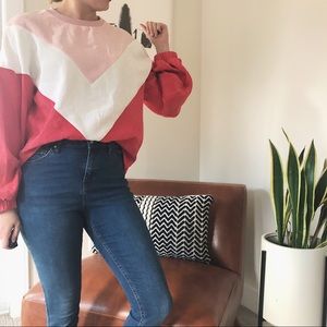 Tri-colored textured sweatshirt